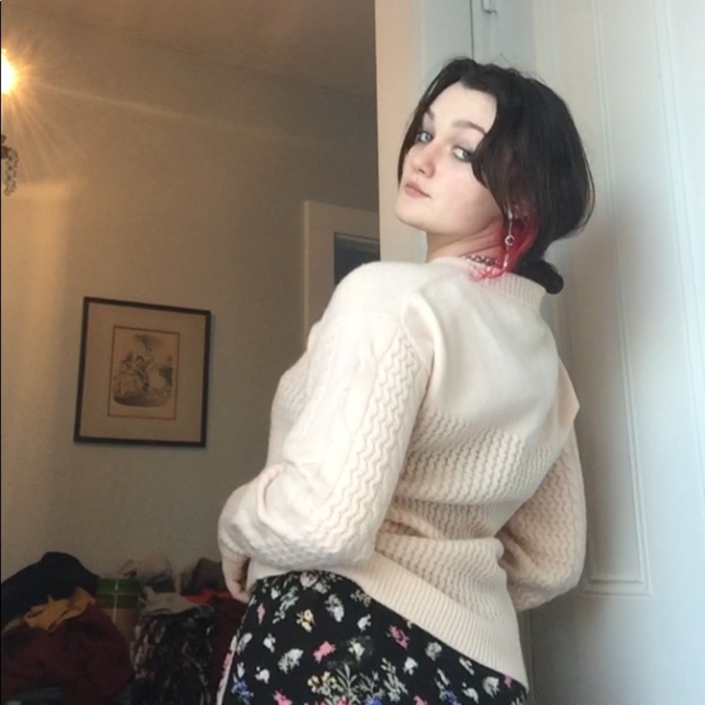 Pink cream knit sweater